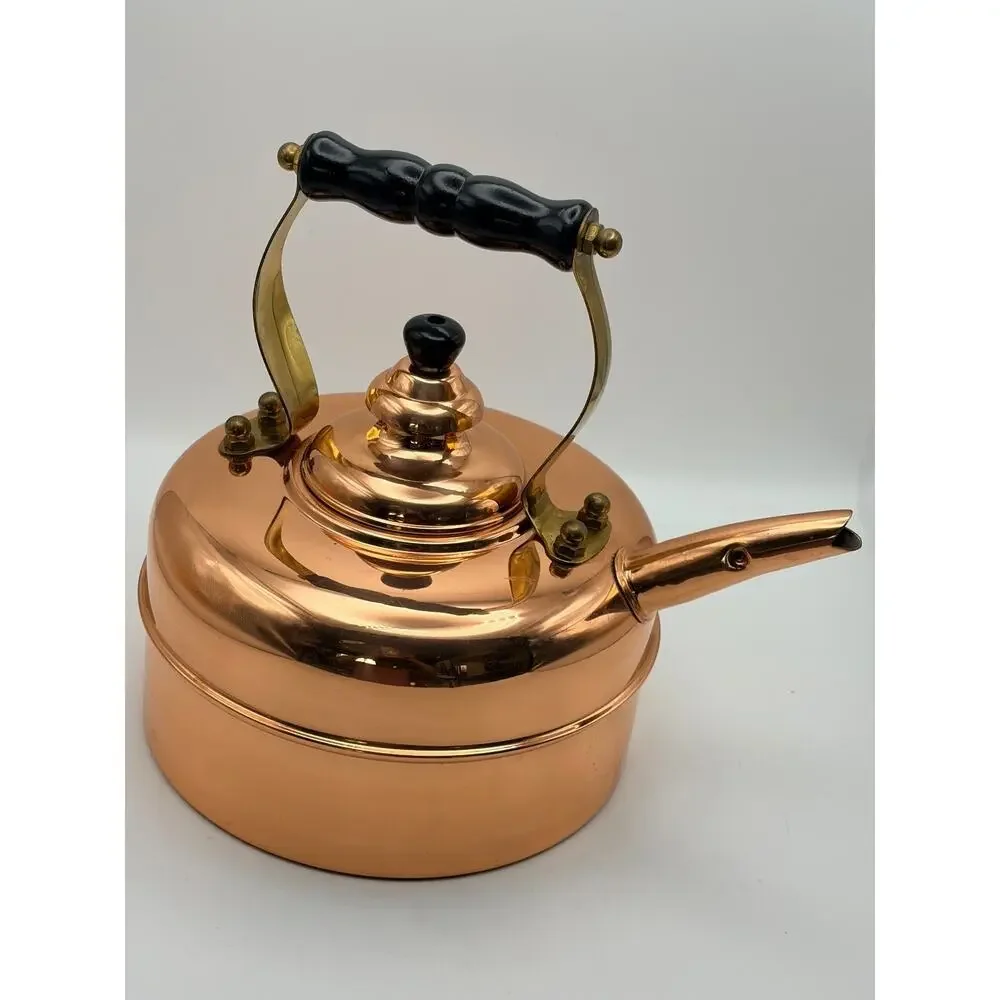 Old Dutch International copper plated tea kettle. Vintage